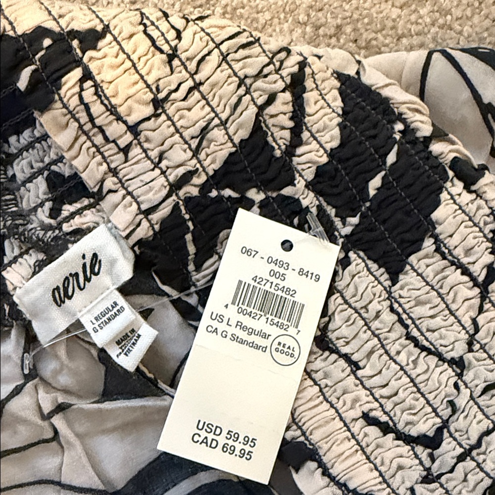 Aerie Black and Cream Wide Leg Pants - Picture 2 of 2